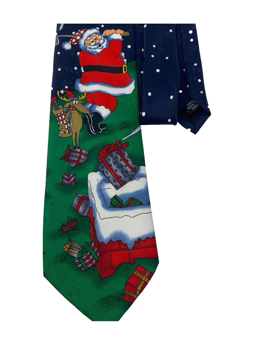 Hallmark Yule Tie Greetings Necktie Golfing Santa Reindeer Caddy Christmas Tie
